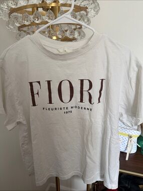 Isabel Marant pour H&M White Tee with Burgundy FIORI Logo